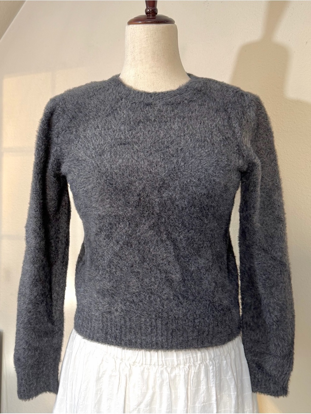 Massimo Dutti Women's Crewneck Sweater in Charcoal Gray